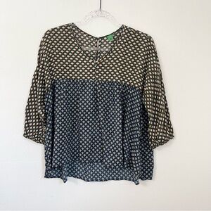 Farm Rio High Low 3/4 Sleeves Women’s Blouse. Casual Boho Summer Top Size S